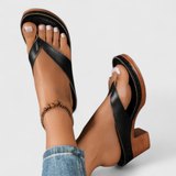 Birgit | Damen Chunky Heel Zehentrenner Sandalen – Schwarz