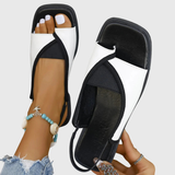 Selina | Damen Kontrast Riemen Flache Sandalen – Weiß