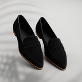 Dorothea | Damen Schlanke Bequeme Zehen-Loafer – Schwarz
