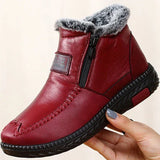 Rustan | Wasserdicht Rutschfest Baumwoll-Leder Stiefelette – Rotwein