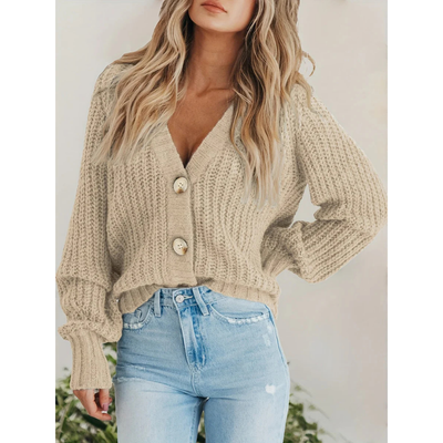 Strickjacke Mit Knopfleiste Für Damen | Langarm