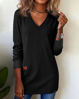 Leonie | Modischer Damen Pullover elegant & V-Ausschnitt – Schwarz