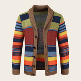 James | Herren gestreifter Cardigan mit Knöpfen – Orange