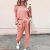 Natalie | Damen Zweiteiliges Lässiges Jogger Lounge Set – Rosa