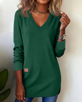 Leonie | Modischer Damen Pullover elegant & V-Ausschnitt – Grün