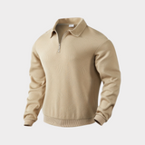 Alexander | Herren Pullover mit halbem Reißverschluss Freizeitshirt – Khaki