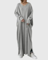 Viktoria | Damen Elegantes Maxikleid – Fließendes Maxi Kleid Elegant 2026 – Grau