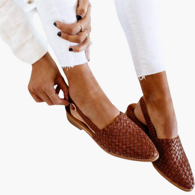 Geflochtene Leder Slingbacks für Damen - Flache Sommerschuhe