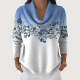 Elisa | Damen Pullover elegant und zeitlos floral – Blau