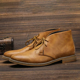 Herren Robuste Schnürstiefel Aus Leder – Braun
