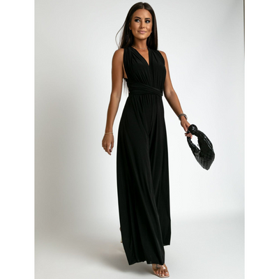 Damen Ärmellos Weites Bein Jumpsuit | V Ausschnitt