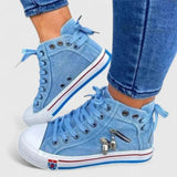 Michaela | Damen Denim Hochgeschnittene Sneakers – Jeansblau