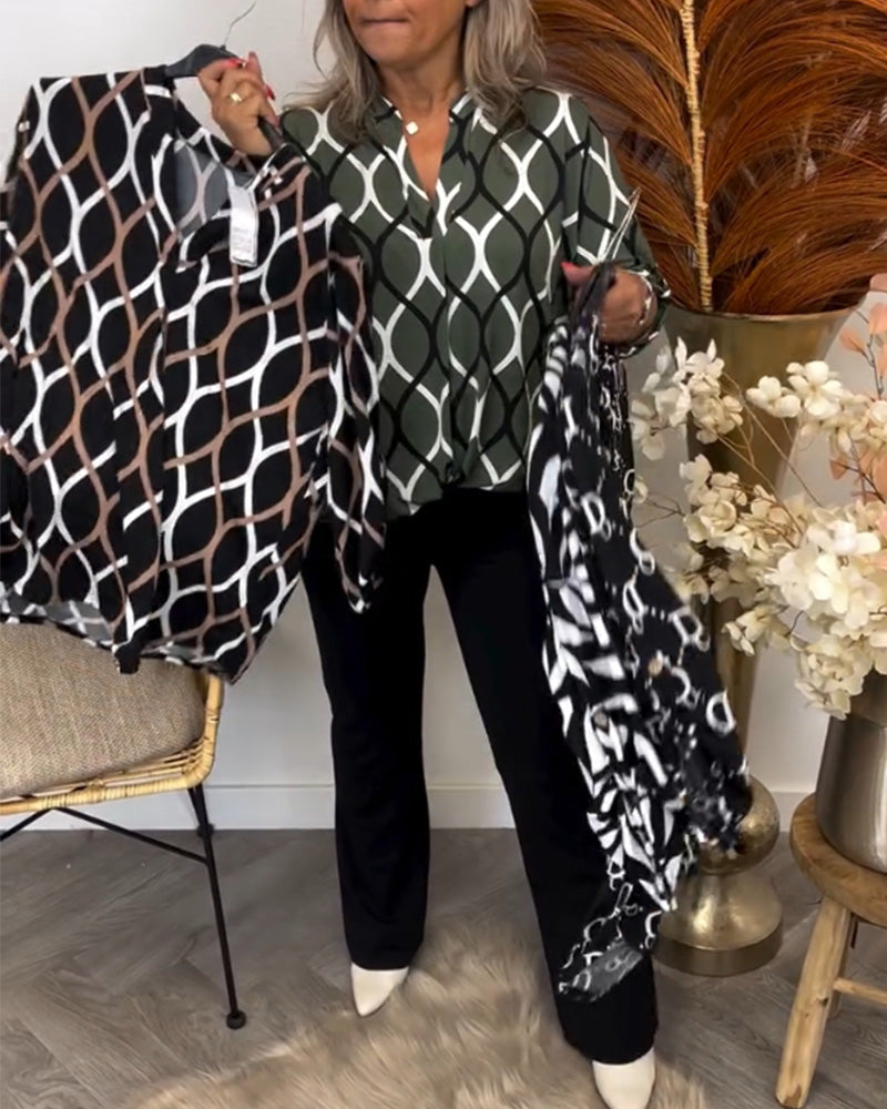 Alyce – Lässige Langarm Bluse Mit Muster