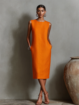 Arcelia - Leichtes Midikleid – Orange