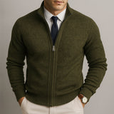 MARCO™ / STRICKJACKE MIT REISSVERSCHLUSS AUS MERINWOLLE – Grün