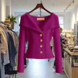 Damen Strickjacke Mit Breitem Kragen – Lila