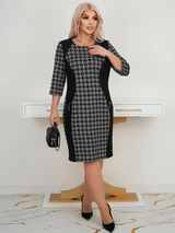 Nina | Elegantes Damen-Midi-Kleid modern & gemustert – Schwarz (Fast ausverkauft)