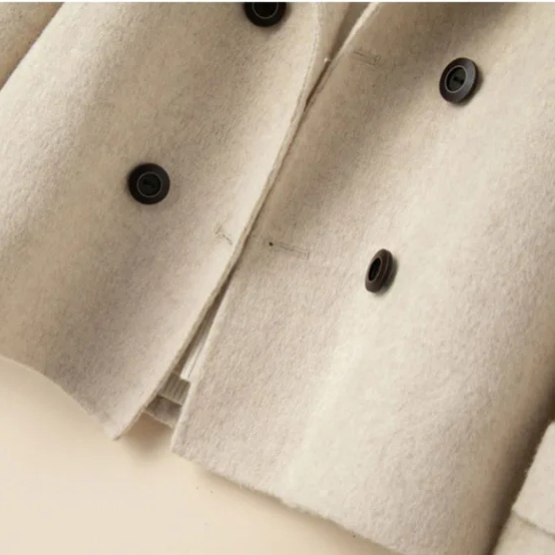 Klassische doppelreihige Wolljacke für Frauen