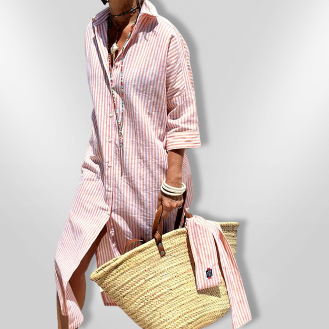 Selina - Modisches Gestreiftes Hemdkleid für Damen