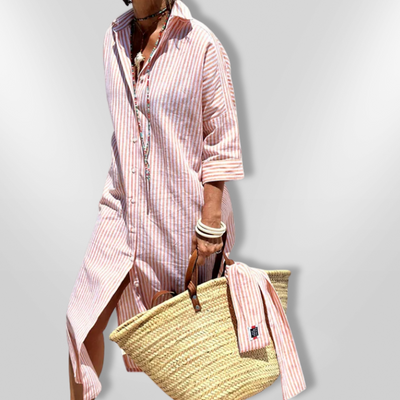 Selina - Modisches Gestreiftes Hemdkleid für Damen