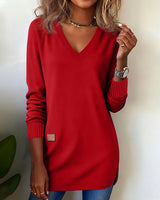 Leonie | Modischer Damen Pullover elegant & V-Ausschnitt – Rot