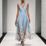 Britta | Damen Florales Maxi Kleid Für Hochzeitsgäste – Hellblau