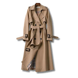 Amira | Damen Klassischer Trenchcoat mit Gürtel für den Winter – Khaki