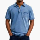 Herren Kurzarm Baumwoll Polo – Blau