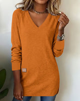 Leonie | Modischer Damen Pullover elegant & V-Ausschnitt – Orange