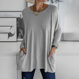 Kerstin | Stylischer Langer Pullover mit Taschen – Grau