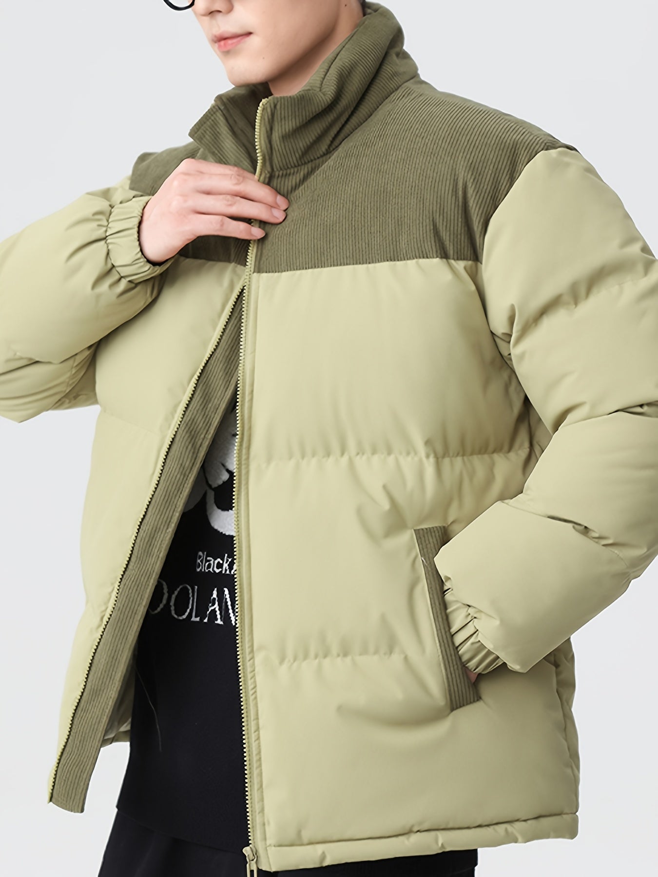 Stilvolle trendige Farbblock-Puffer-Winterjacke für Herren | Ideal für den Winter