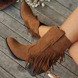 Julia | Elegante Cowboy-Stiefel mit Fransen im Western-Stil – Braun