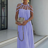 Damen-Maxikleid aus Leinenmischung (Cover-Up) – Lila