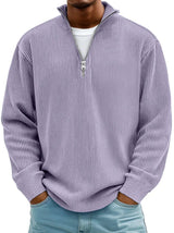 Tobias | Stilvoller Herren Rippstrickpullover Mit Quarter-Zip – Lila