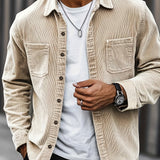 Bryce | Herren Langarm-Overshirt mit Taschen und Knöpfen – Khaki