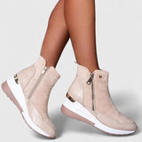 Charlotte | Orthopädische Und Stilvolle Keilabsatz-Stiefeletten – Beige