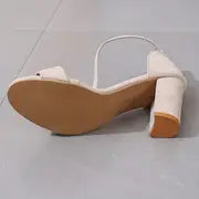 Annalhie - Damen Sandalen mit Blockabsatz und fester Farbe