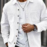 Bryce | Herren Langarm-Overshirt mit Taschen und Knöpfen – Weiß
