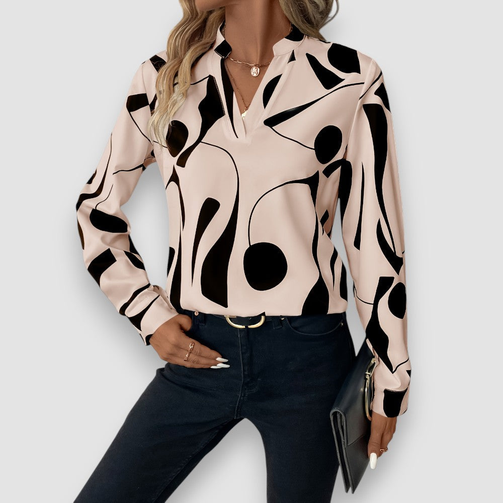 Stella | Gemusterte Bluse mit V-Ausschnitt