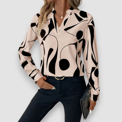 Stella | Gemusterte Bluse mit V-Ausschnitt