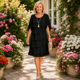 Aislinne - Soft-Touch-Stufenkleid – Schwarz