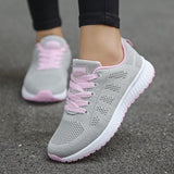 Evelyn | Atmungsaktive Orthopädische Damen-Sneaker Mit Strickdesign – Grau-Rose