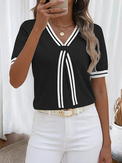 Brunella - Eleganz V-Ausschnitt Strick Oberteil