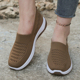Elvessa | Bequeme Freizeit-Schuhe mit luftigem Strickmaterial – Braun