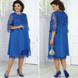 Paula | Lässiges Damen Midikleid elegant – Blau