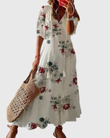 Theresa | Damen Boho Vintage Sommer Maxikleid – Boho Maxi Vintage Sommer 2026 – Blumen