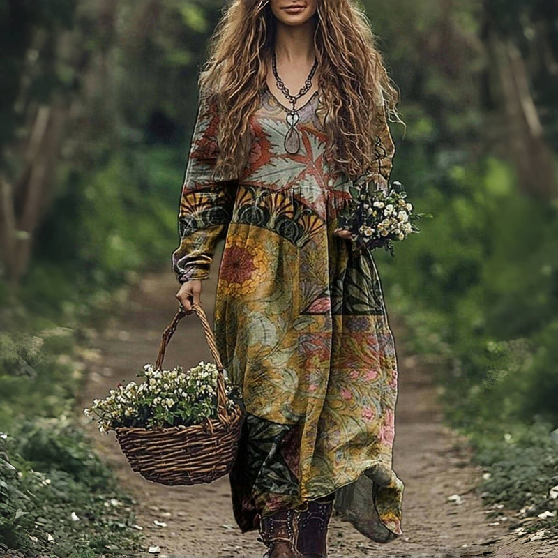 Olga - Kleid mit Blumendruck im Vintage-StilVintage Bloemenprint Jurk