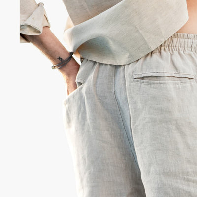 Herren Leinen Shorts mit Kordelzug und Seitentaschen