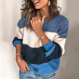 Melanie | Damen Colorblock-Pullover für den Frühling – Blau