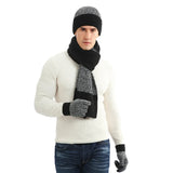 Strickset mit Wollmütze, Handschuhen und Schal – Schwarz